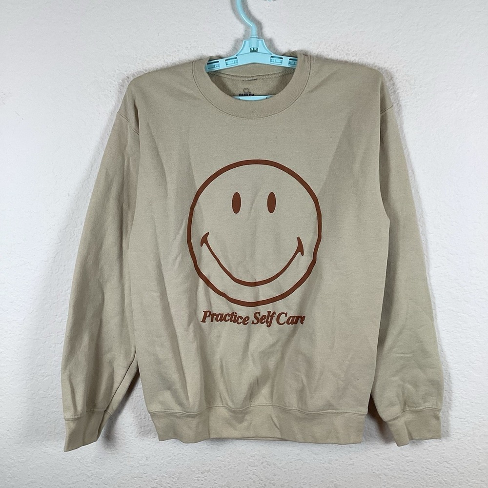 Smiley Womens Sweatshirt Sz S Small Long Sleeve Sweater Graphic Print Excellent